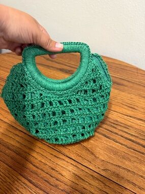 Boho chic crochet bohemian small green tote
